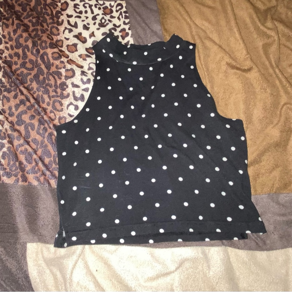 Black polka dot crop top